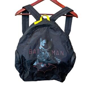 DC Comics Batman Black Nylon Backpack Embossed Graphic Chunky Zipper 16in